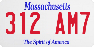MA license plate 312AM7