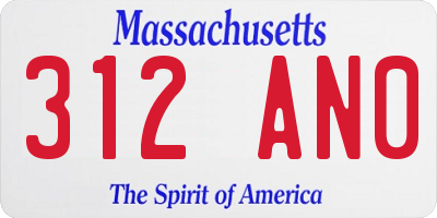 MA license plate 312AN0