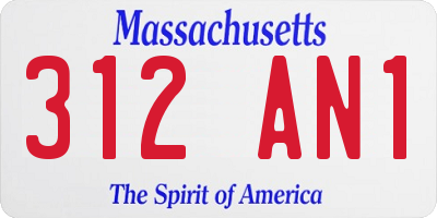 MA license plate 312AN1