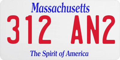 MA license plate 312AN2