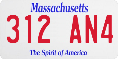 MA license plate 312AN4
