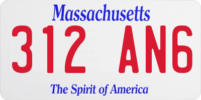 MA license plate 312AN6
