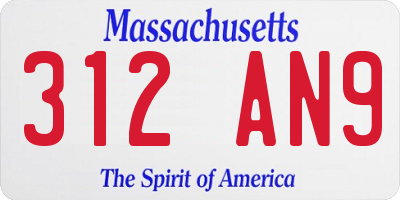 MA license plate 312AN9