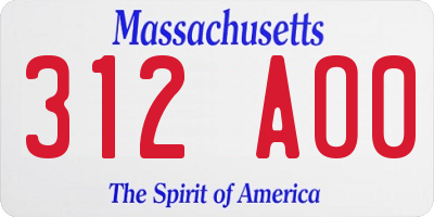 MA license plate 312AO0