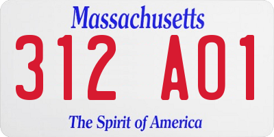 MA license plate 312AO1