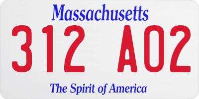 MA license plate 312AO2