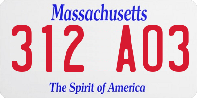 MA license plate 312AO3