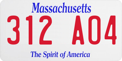 MA license plate 312AO4