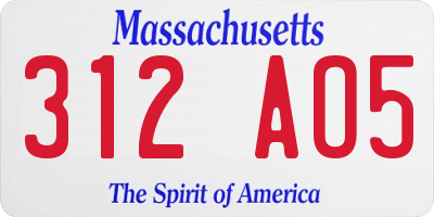 MA license plate 312AO5