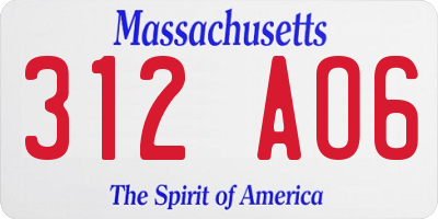 MA license plate 312AO6