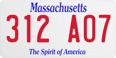 MA license plate 312AO7