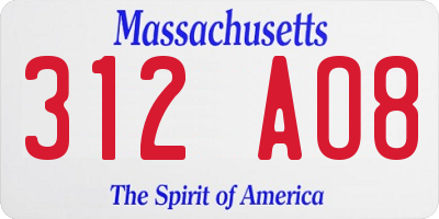 MA license plate 312AO8