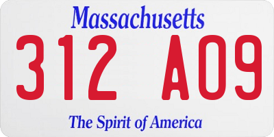MA license plate 312AO9