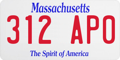 MA license plate 312AP0