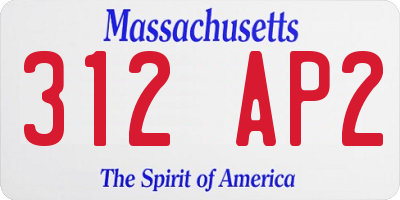 MA license plate 312AP2