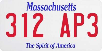 MA license plate 312AP3