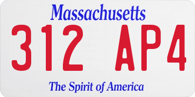 MA license plate 312AP4