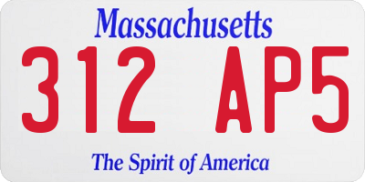 MA license plate 312AP5