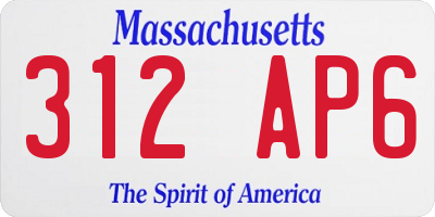 MA license plate 312AP6