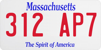 MA license plate 312AP7