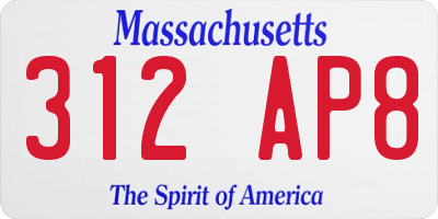 MA license plate 312AP8