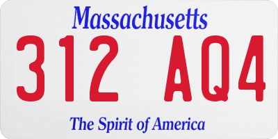 MA license plate 312AQ4