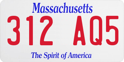 MA license plate 312AQ5
