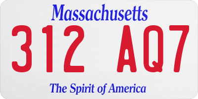 MA license plate 312AQ7