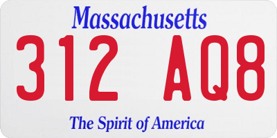 MA license plate 312AQ8