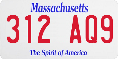 MA license plate 312AQ9