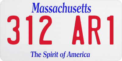 MA license plate 312AR1