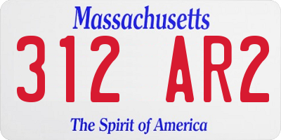 MA license plate 312AR2