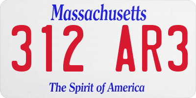 MA license plate 312AR3