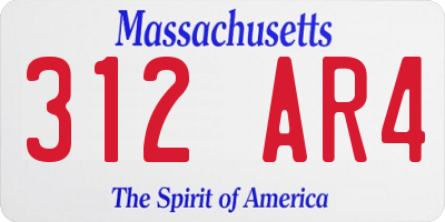 MA license plate 312AR4