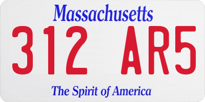MA license plate 312AR5