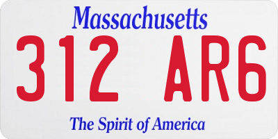 MA license plate 312AR6