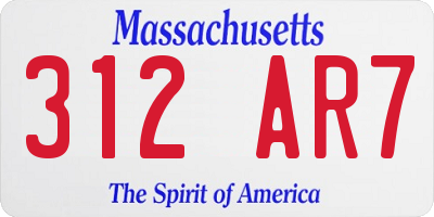 MA license plate 312AR7