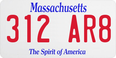 MA license plate 312AR8