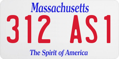 MA license plate 312AS1