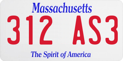 MA license plate 312AS3