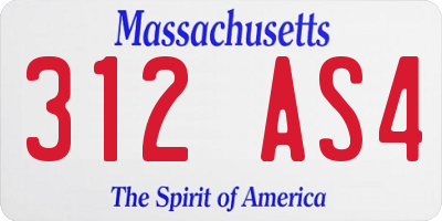 MA license plate 312AS4