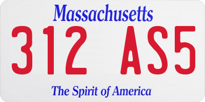MA license plate 312AS5