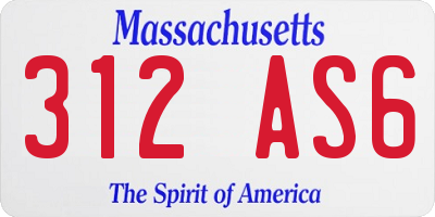 MA license plate 312AS6