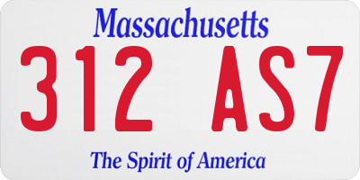 MA license plate 312AS7