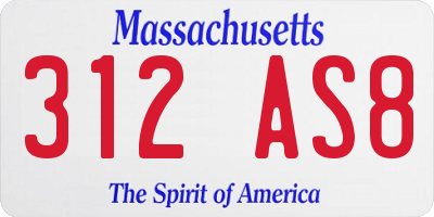 MA license plate 312AS8