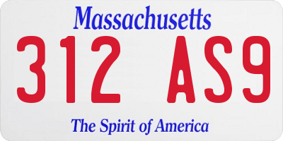 MA license plate 312AS9
