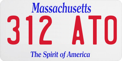 MA license plate 312AT0