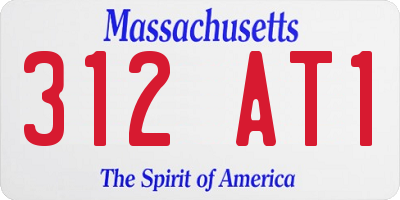 MA license plate 312AT1