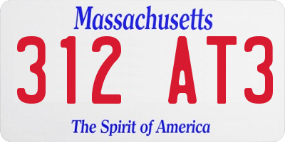 MA license plate 312AT3