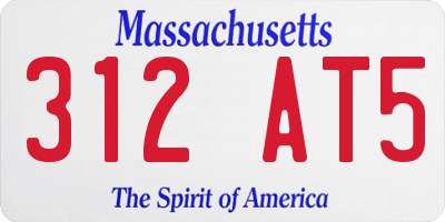 MA license plate 312AT5